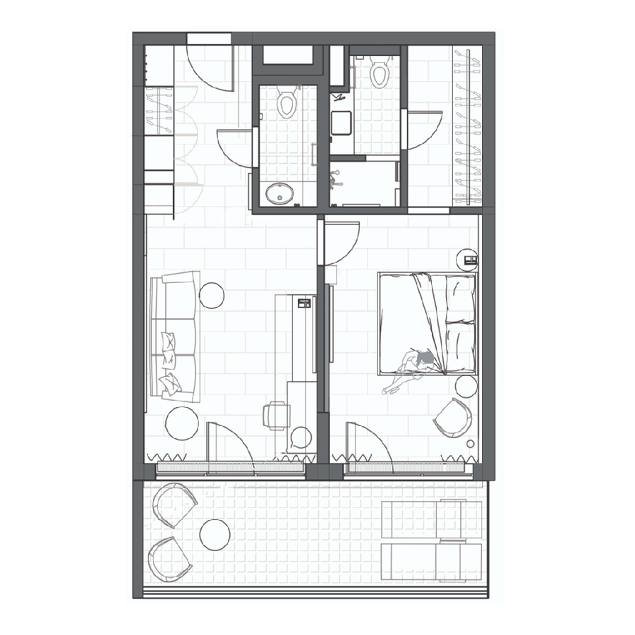 Планировка: Номер «Двухкомнатный», 70 м²–117 м²